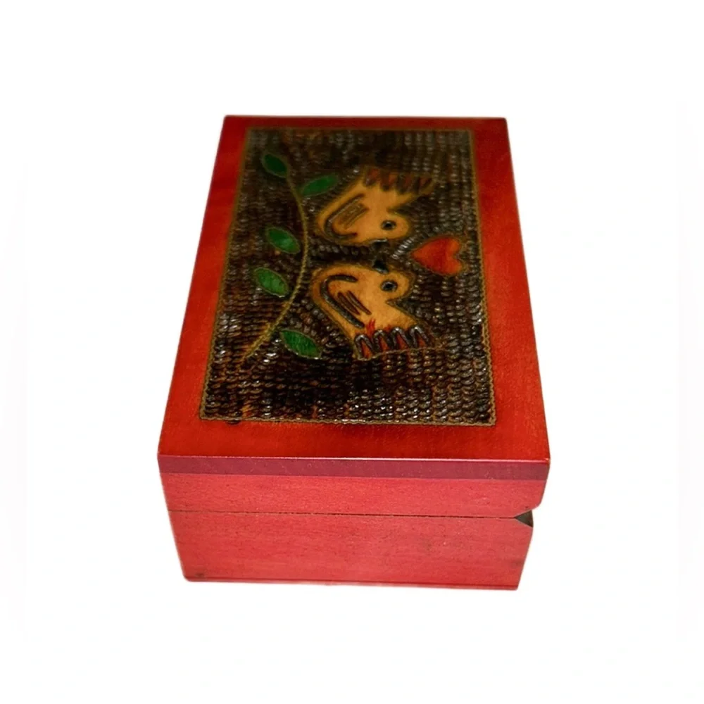 Gorgeous Love Birds Wooden Trinket Box